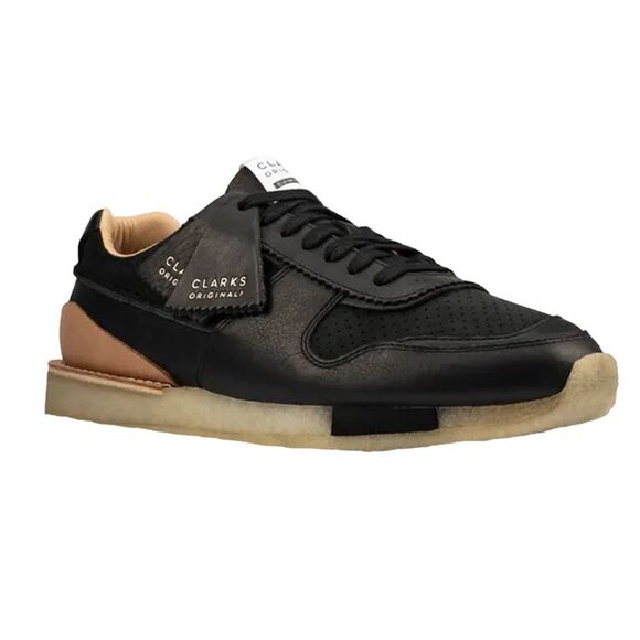 Clarks Mens Toe Run Leather Sneakers / Black